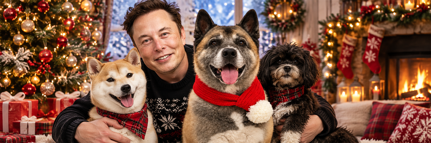 Elon Musk with Gatsby and the pack